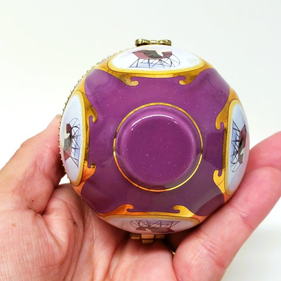 Valerie Parr Hill Mr. Christmas PURPLE Musical Egg Trinket Box Ornament Sleigh - Picture 4 of 12